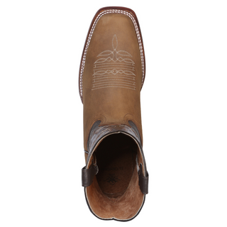 Brown leather boot with stitching detail 