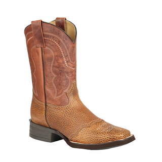 Brown cowboy boot with pattern 