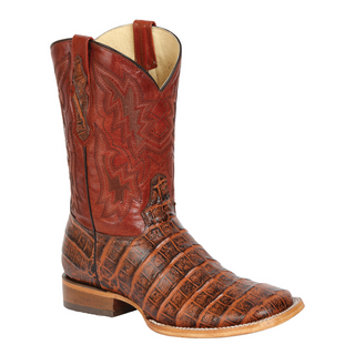 Men’s Western Boot Print Caiman Belly 100 Años - Brandy