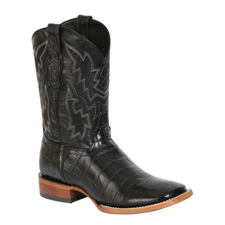 Men’s Western Boot Print Caiman Belly 100 Años - Black