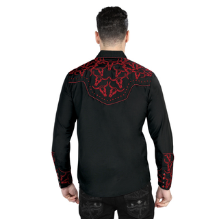 El General Men’s Black & Red Embroidered Charro Western Shirt back shirt view 