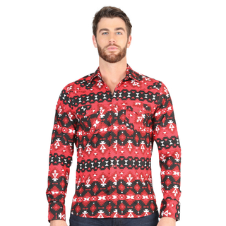 El Generals Aztec Print shirt in Red