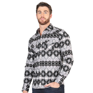 El Generals Aztec Print shirt in Black