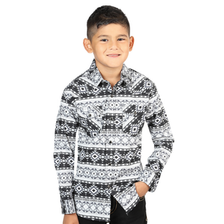 El General long-sleeve Western shirt with Aztec print pattern.