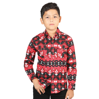 El General long-sleeve Western shirt with Aztec print pattern.