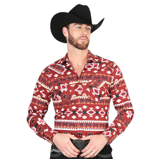 El Generals Aztec Print shirt in Red