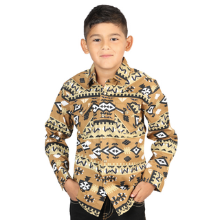 El General long-sleeve Western shirt with Aztec print pattern.