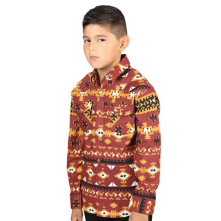 El General long-sleeve Western shirt with Aztec print pattern.