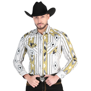El General Men’s Multicolor Aztec Print Western Shirt – Front View