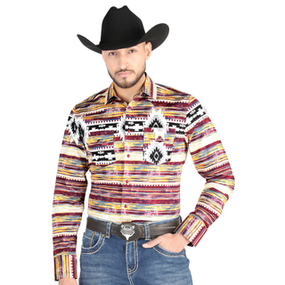 El General Men’s Multicolor Aztec Print Western Shirt – Front View