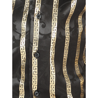 El General Boys’ Black and Gold Greek Key Long Sleeve Western Shirt – print view 