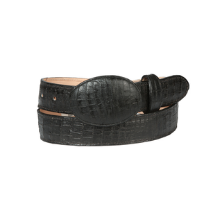 El General Men’s Cowboy Belt Imitation Caiman Belly Leather - Black  