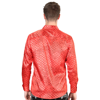 El General men’s metallic red and silver and geometric Western shirt  back view 