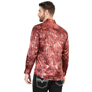El General men’s burgundy metallic baroque Western shirt – back view