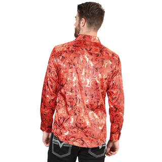El General men’s red metallic baroque Western shirt – black view