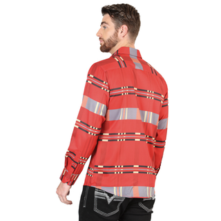 El General Men’s Red Multicolor Stripe & Plaid Western Shirt- back view