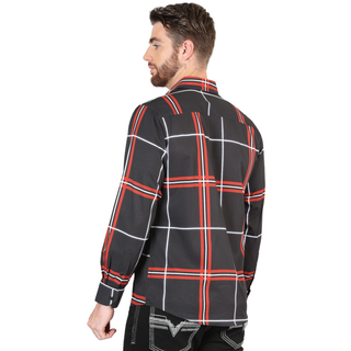 El General Men’s Black Multicolor Stripe & Plaid Western Shirt