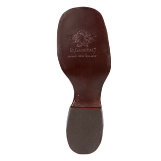 Brown leather boot sole with 'El General' branding