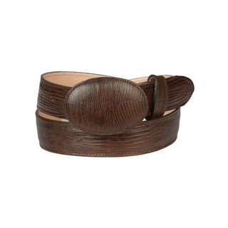 El General Men’s Cowboy Belt Imitation Lizard Leather - Brown  