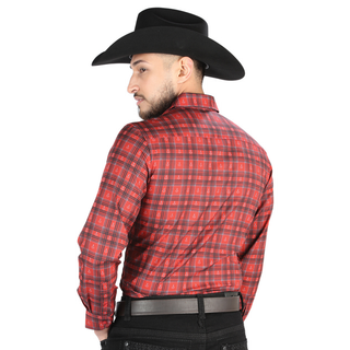El General Men’s Red plaid long-sleeve Western button-down shirt 