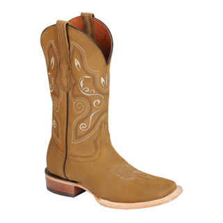 Tan cowboy boot with beige embroidery 