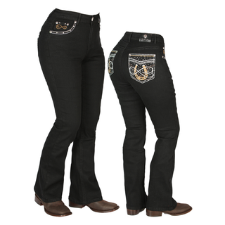 Centenario Women’s Western Jeans – front view with horseshoe embroidery on pockets