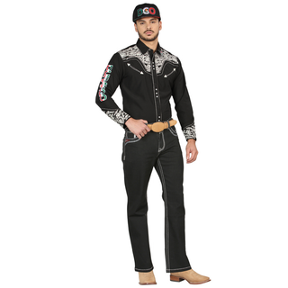 Centenario Men’s Slim Bootcut Western Jeans in Black with White Contrast Stitch – Cowboy Style