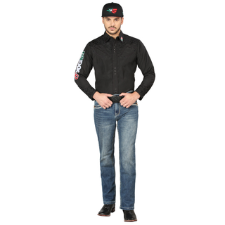 Centenario Men’s Modern Bootcut Western Jeans in Medium Wash Denim