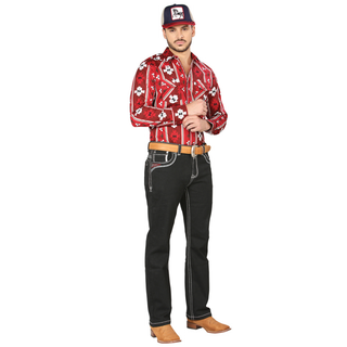 Centenario Men’s Slim Bootcut Jeans in Black Denim with White Contrast Stitching – Western Style