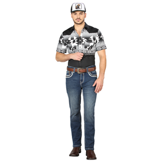 Centenario Men’s Modern Bootcut Western Jeans in Medium Wash Denim