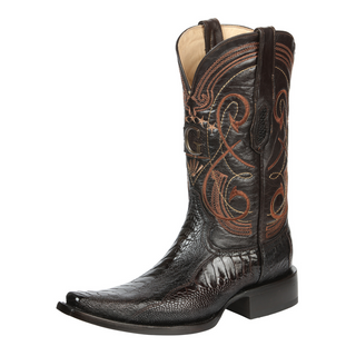 El General Men's Exotic Ostrich Leg Cowboy Boots - Brown