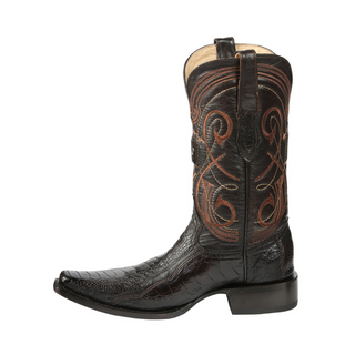 El General Men's Exotic Ostrich Leg Cowboy Boots - Brown