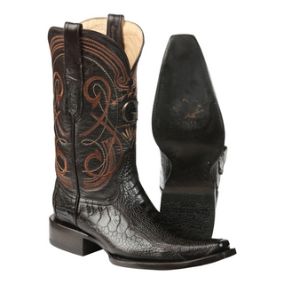 El General Men's Exotic Ostrich Leg Cowboy Boots - Brown