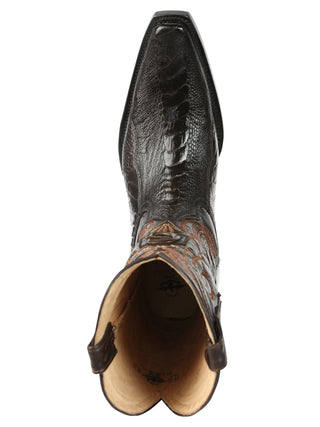 El General Men's Exotic Ostrich Leg Cowboy Boots - Brown