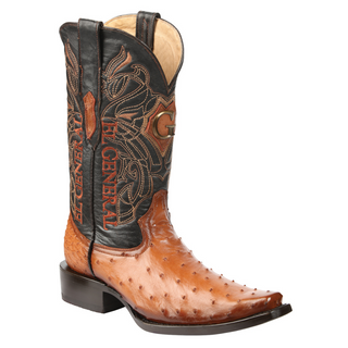 Brown cowboy boot with intricate design 