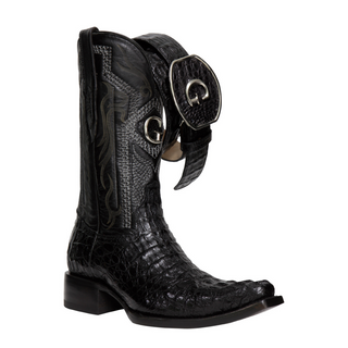 El General Men's Exotic Caiman Nuca Cowboy Boots - Black