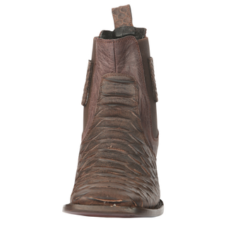 Men’s Python Imitation Brown Ankle Boots offer a bold, stylish twist on classic Western footwear