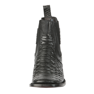 Men’s Python Imitation Black Ankle Boots offer a bold, stylish twist on classic Western footwear