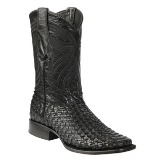 Black woven pattern cowboy boot