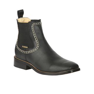 El General black leather Chelsea ankle boot with contrast stitching and elastic side panels