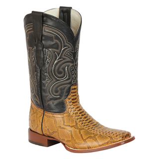 Honey and black cowboy boot with detailed design 