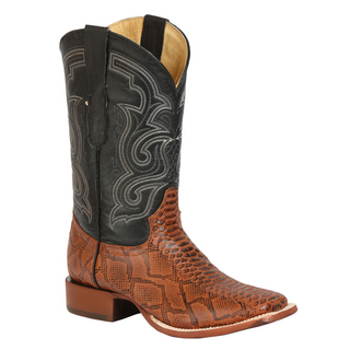 Cowboy boot with black and brown design