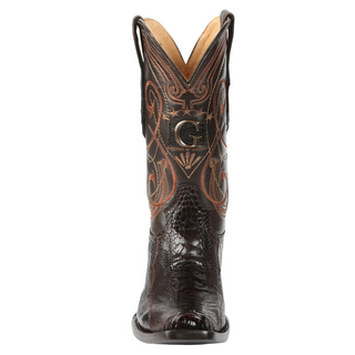 El General Men's Exotic Ostrich Leg Cowboy Boots - Brown
