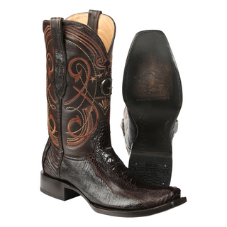 El General Men's Exotic Ostrich Leg Cowboy Boots - Brown