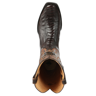 El General Men's Exotic Ostrich Leg Cowboy Boots - Brown