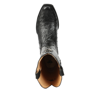 El General Men's Exotic Ostrich Leather Cowboy Boots - Black