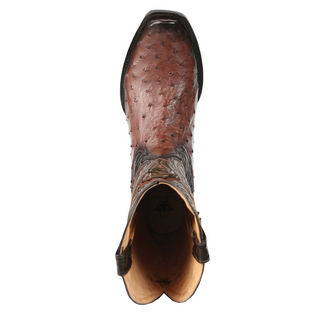 El General Men's Exotic Ostrich Leather Cowboy Boots - Brown