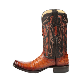 El General Men's Exotic Caiman Belly Cowboy Boots - Cognac