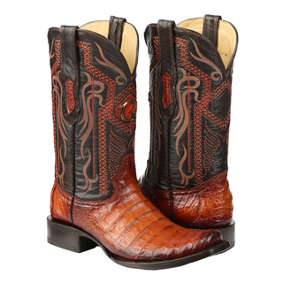 El General Men's Exotic Caiman Belly Cowboy Boots - Cognac