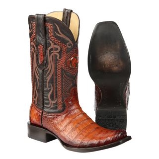El General Men's Exotic Caiman Belly Cowboy Boots - Cognac